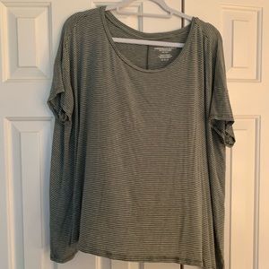 Flowy Green and White Striped AE Top